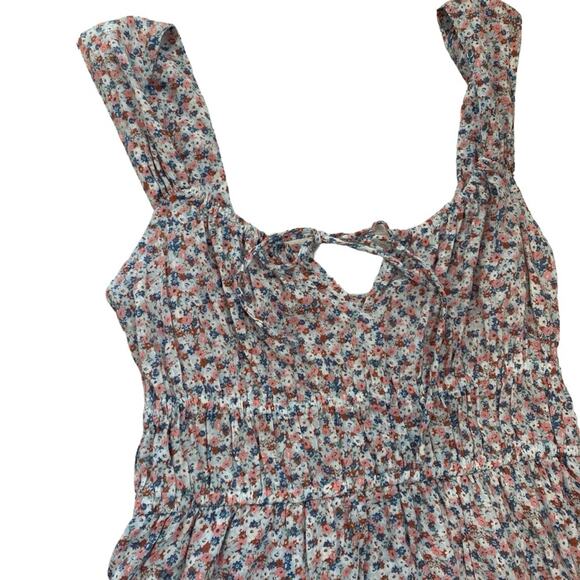Gap Sleeveless Smocked Tie Neck Mini Dress Blue Ditsy Floral - Picture 3 of 11
